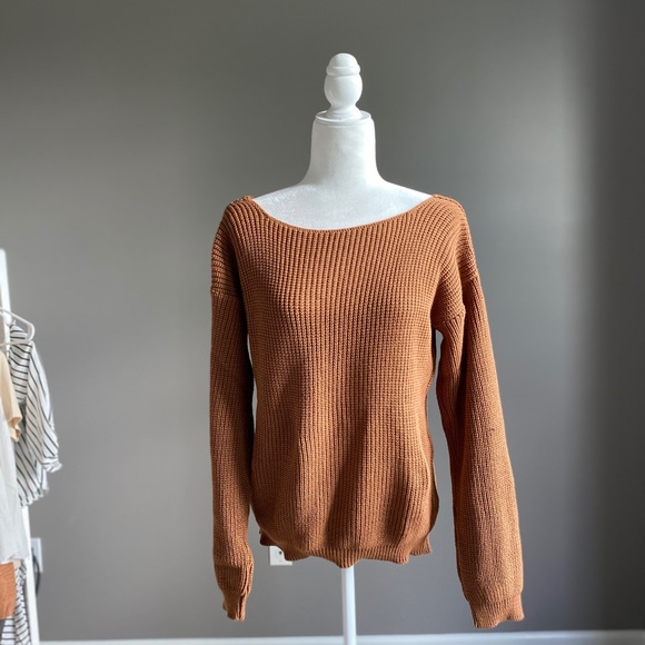 Burnt Orange Backless Sweater - Picture 3 of 7